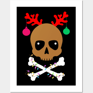 Cute Reindeer Skull Christmas Ornament Gift Posters and Art